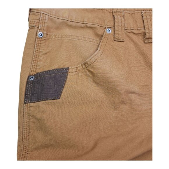 Wrangler Men Brown Workwear Shorts Size 44 Cotton Brown Stains on Front Back Leg - Picture 9 of 12